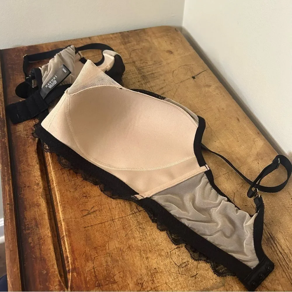 Natori Muse Wireless Full Fit Contour Bralette Nude Black Lace 32DD